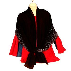 Jessica McClintock Women’s Scarf – Black with Silver Dots – 34" x 34"